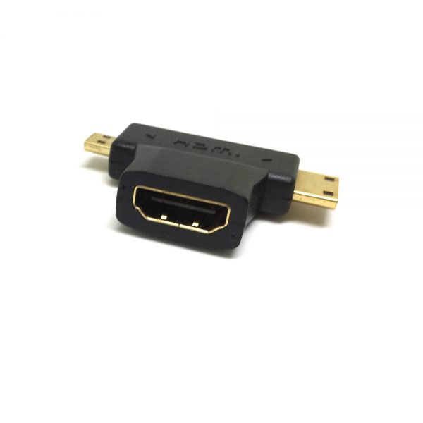 Переходник micro HDMI Мale + mini HDMI Male to HDMI Female Т-образный ESPADA mn+mcHDMIm-fT