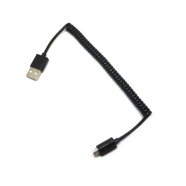 Кабель - переходник спиральный micro USB type B male to USB type A male 1м