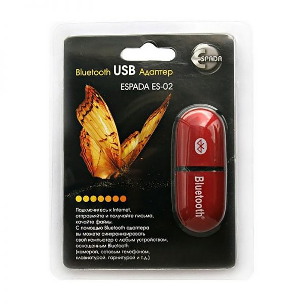 Беспроводной USB адаптер Bluetooth 2.0 Espada ES02 красный