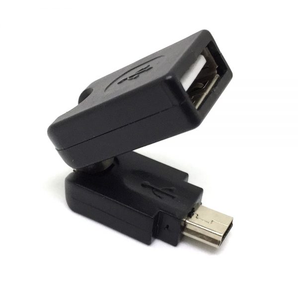 Переходник USB 2.0 type A female to mini USB type B male, поворотный в 2-х плоскостях 360° / 360° OTG