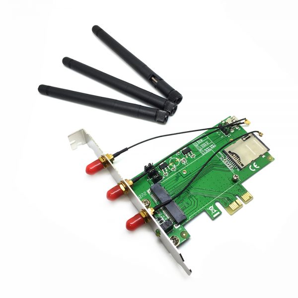 Адаптер PCI-E x1 to Mini PCI-E с SIM слотом, 3 антенны, USB модель Espada ECV02B-1