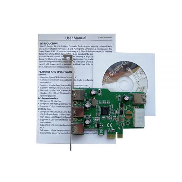 Контроллер PCI-E x1 USB3.0 3ext+1int port EU308A-1 Espada box