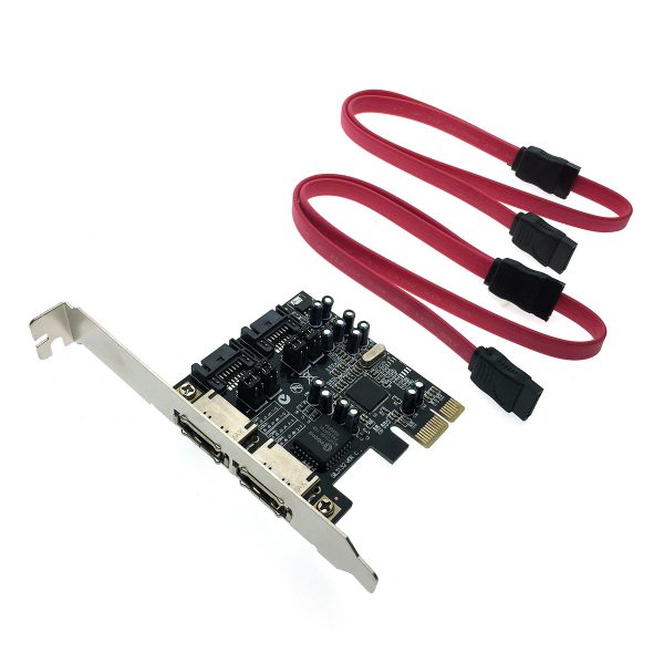 Контроллер PCI-E x1 to 2 port SATA2 + 2 port eSata, RAID /0,1/, чип Silicon Image SIL3132, PCIE002, Espada