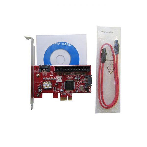 Контроллер PCI-E x1 to 2 port SATA2 + 1 port IDE 1, RAID (0, 1, 0+1, JBOD), чип JMicron JMB363, PCIE004, Espada