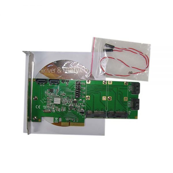 40056-3 Контроллер PCI-E 2.0 to 4 port SATA3 + 2 порта mSATA чип Marvell 88SE9230, FG-EST14A-1-BU01, Espada