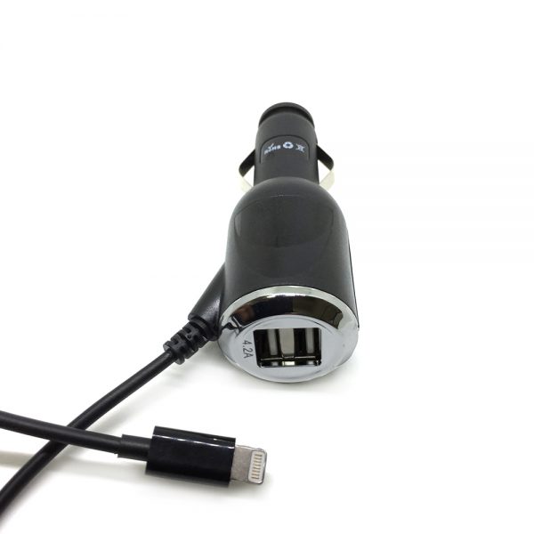 Автомобильное зарядное устройство 2xUSB + lightning, 1.1м Espada ACU2UI