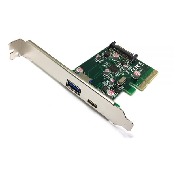 Контроллер PCI-E x4 rev 2.0 to USB3.1, 1port Type-A + 1port Type-C , FG-EUSB311C1A, Espada, oem