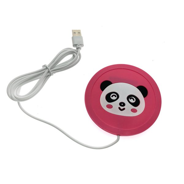 Подставка под кружку с подогревом LB-BPG силиконовая USB "Зверюшки" / Панда, цвет розовый