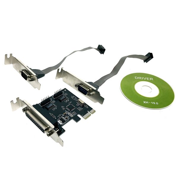 Контроллер PCI-E x1 на LPT DB-25 pin, COM (RS-232) 9 pin, WCH382, модель PCIe2S1PLWCH Espada, low profile