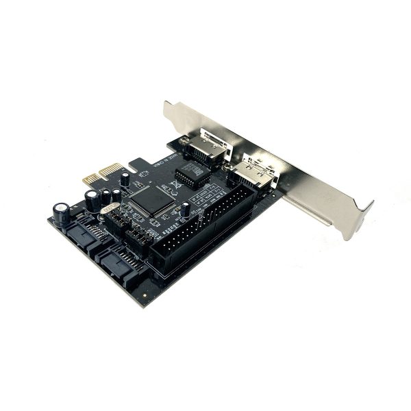 Контроллер PCI-E х1 на 2х SATA2+2 х eSATA+1х IDE, чип JMicron JMB363, модель PCIE005, Espada