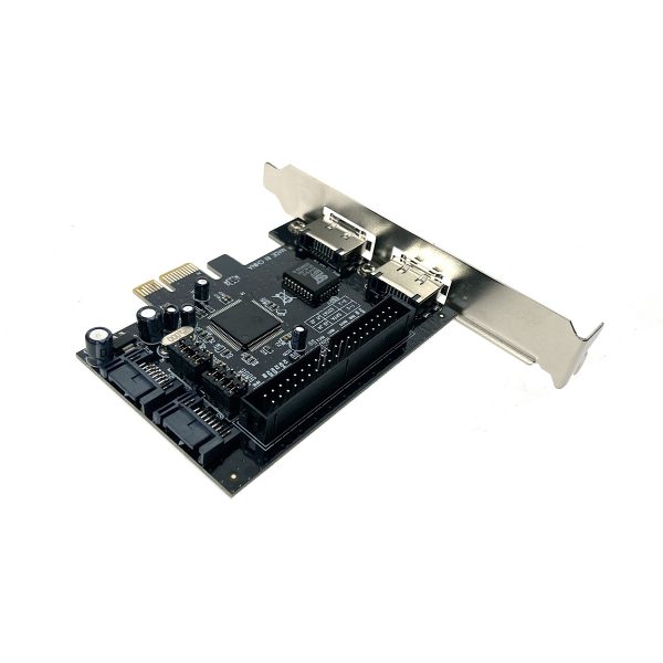 Контроллер PCI-E х1 на 2х SATA2+2 х eSATA+1х IDE, чип JMicron JMB363, модель PCIE005, Espada