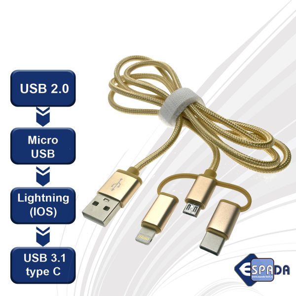 Универсальный кабель - переходник 3в1 Eusb3in1m-m-g
