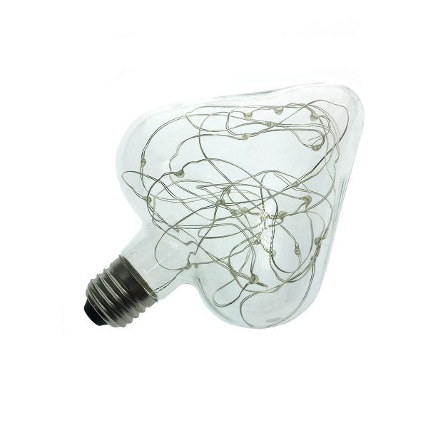 Светодиодная декоративная лампа - сердце Интерьерная Vintage Deco Heart Е27 3Вт RGB, Espada E-E27HBJ68FC