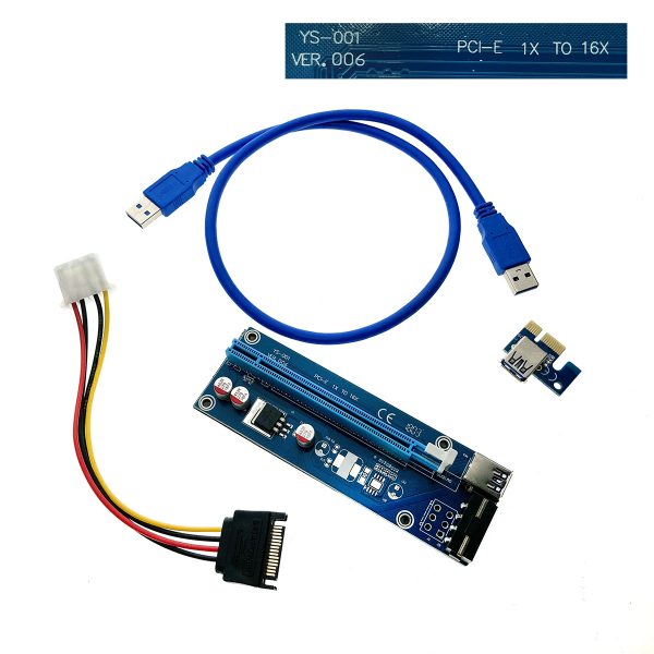 USB Riser card PCI-E x1 male to PCI-E x16 female с питанием 4pin Molex, EpciEkit02, Espada / райзер карта