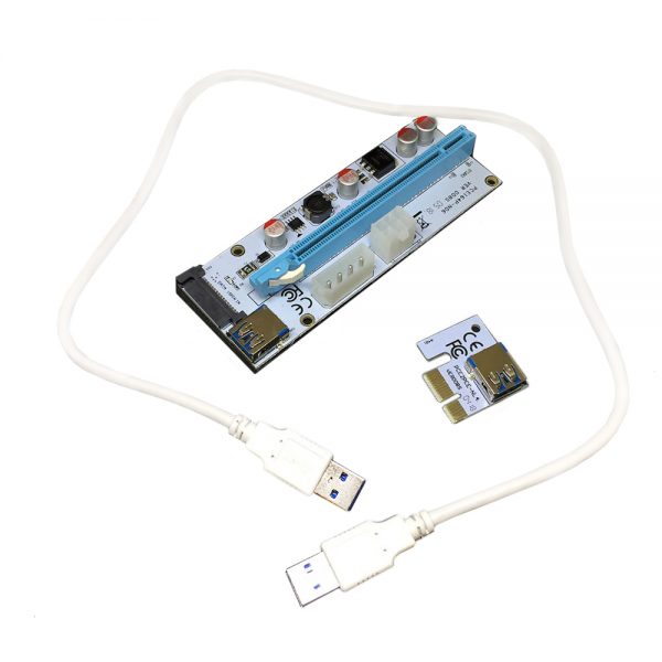 USB Riser card PCI-E x1 Male to PCI-E x16 Female с питанием (4Pin, 6pin, Sata), EpciEkit03, Espada, в комплекте кабель usb 3.0