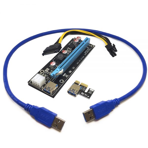 USB Riser card PCI-E x1 Male to PCI-E x16 Female с питанием 6Pin, EpciEkit ver009S, Espada