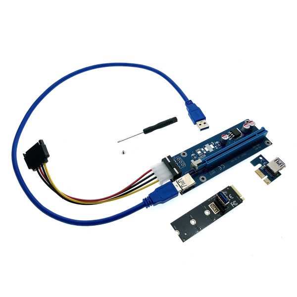 USB Riser card M.2 NGFF to PCI-E x16 female с питанием 6pin, M2PCIeKIt02, Espada, в комплекте кабель usb 3.0 / райзер карта