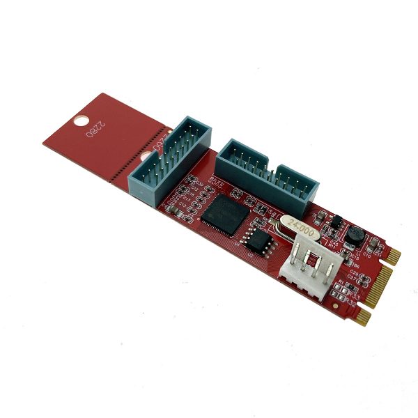 Контроллер M.2 B+M и M Key, 2хUSB3.0 19pin, чип NEC Renesas D720201, модель M2USB3.0 Espada