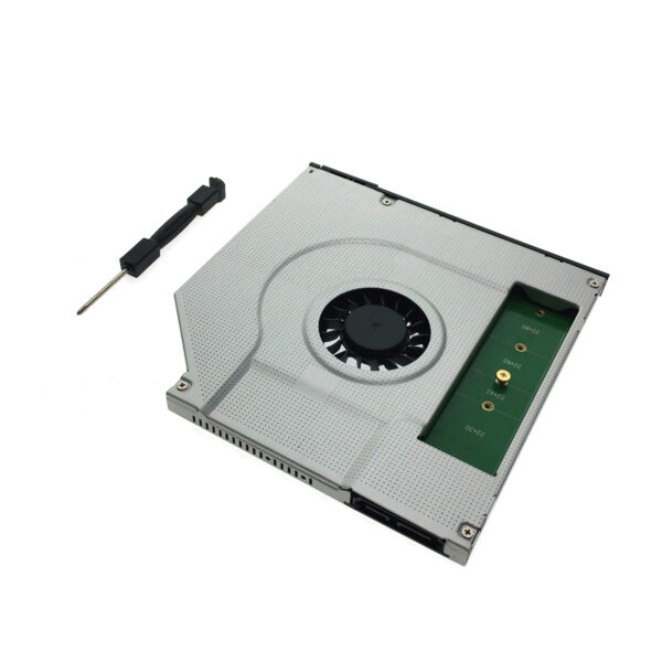 Адаптер оптибей Espada 95M2F. M2(NGFF) SSD to miniSATA со встроенным вентилятором, для подключения SSD к ноутбуку вместо DVD 9,5мм