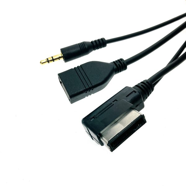 Автомобильный аудио кабель AUX MDI MMI to 3,5mm + USB type A female 140см для Audi, Volkswagen, Skoda, Seat, модель AUX41457