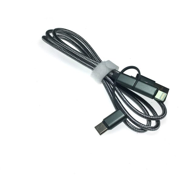 Универсальный кабель - переходник 3в1 USB 2.0 Am to Lightning + microUSB + USB type C 3.1 1м, Eusb3in1m-m-gr Espada