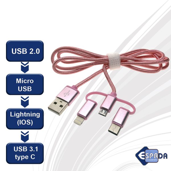 Универсальный кабель - переходник 3в1 Eusb3in1m-m-p