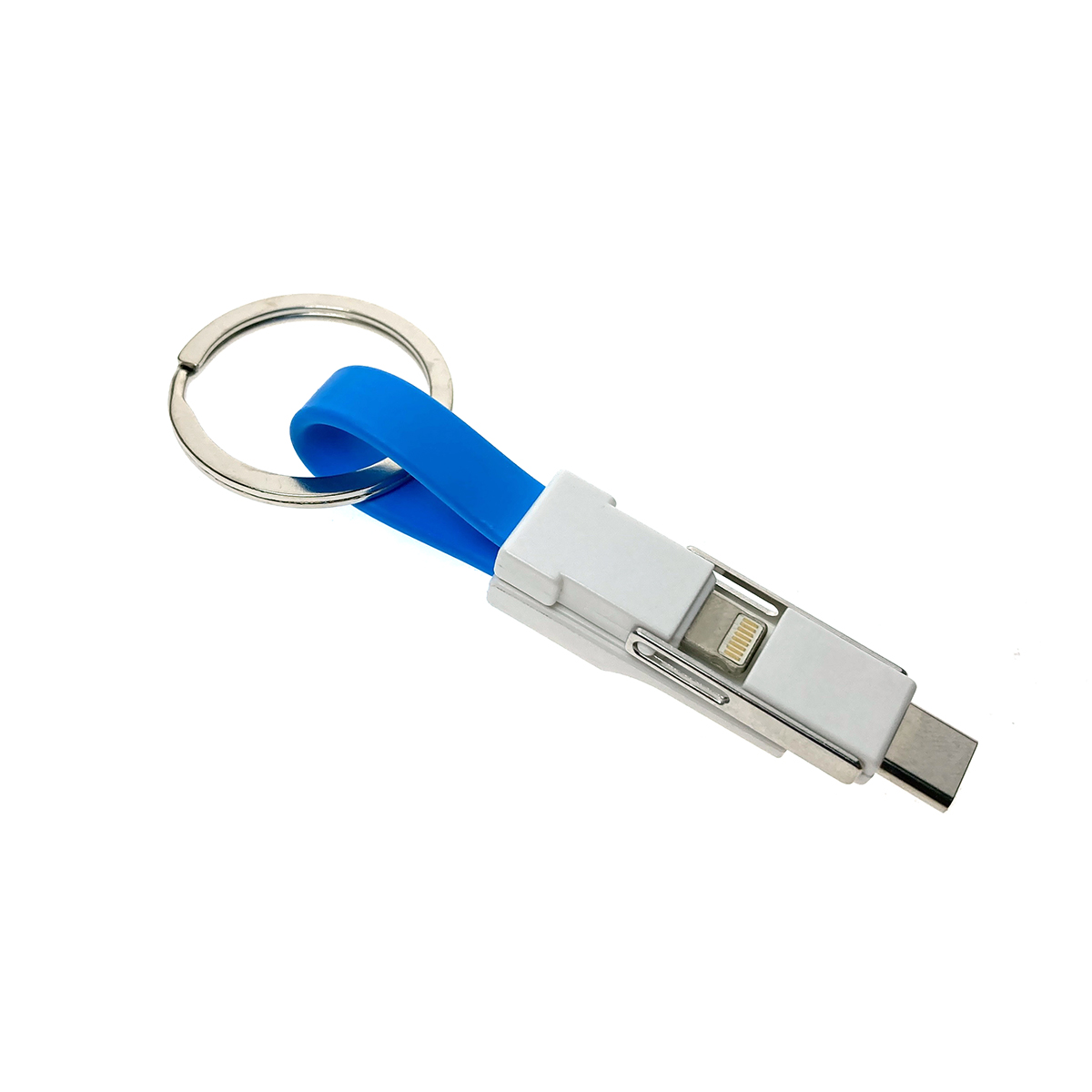 Универсальный брелок-переходник 3в1 USB 2.0 to Type C + micro USB + iphone Lightning 8pin, голубой, Emagn3i1 Espada