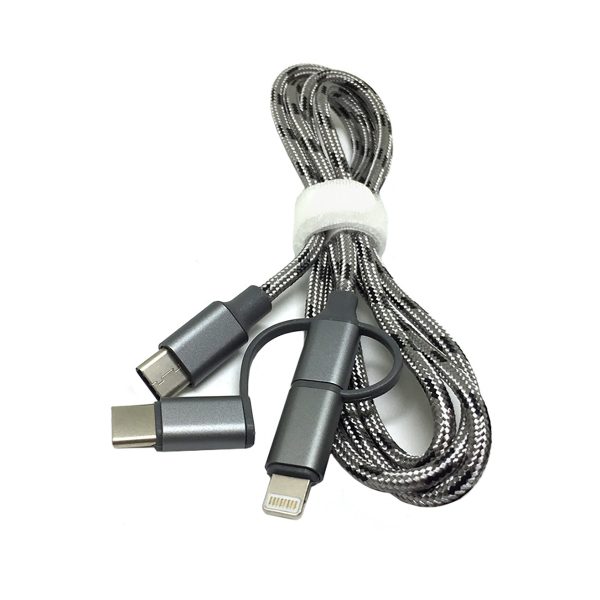 Универсальный кабель - переходник 3в1 USB type C 3.1 to Lightning + microUSB + USB type C 3.1, 1м, серый EtyC3i1gr Espada