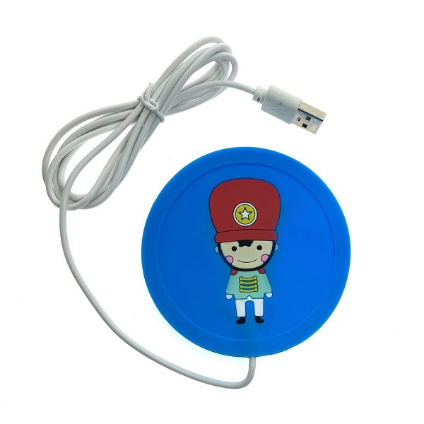 Подставка под кружку с подогревом LS-RBG силиконовая USB "Солдатики", цвет голубой