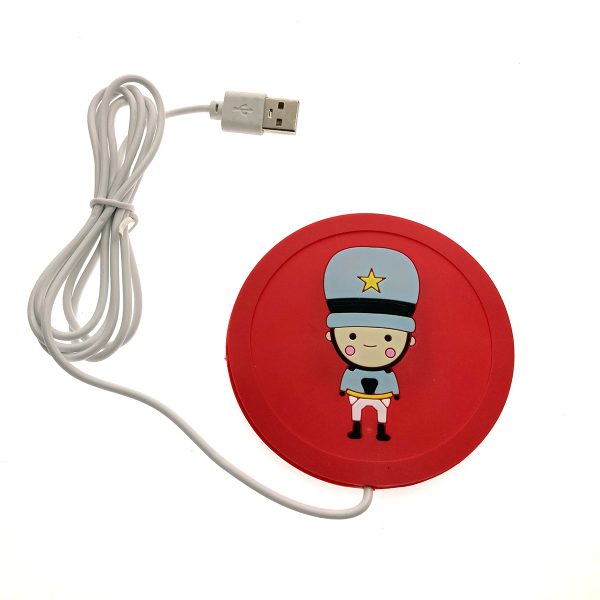 Подставка под кружку с подогревом LS-RBG силиконовая USB "Солдатики", цвет красный