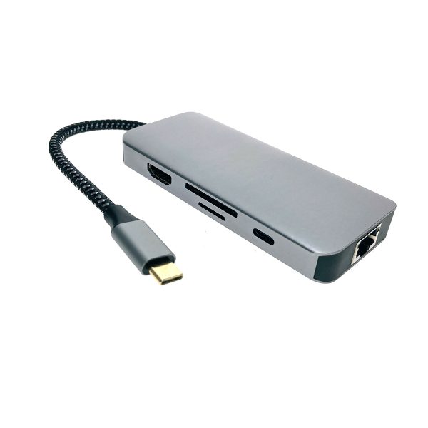 Адаптер USB Type-C to Gig Lan+HDMI+USB+SD/TF, модель UHLUC ver2, Espada