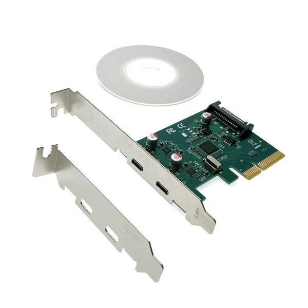 Контроллер PCI-E to 2 порта USB 3.1 Gen2 Type-C, 10Gbps чип ASM1142, Espada