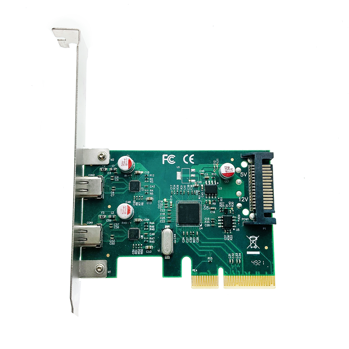 Контроллер PCI-E x4 v3.0 на USB 3.2 Gen2x1, 2xtype C, чип ASM3142, модель PCIeUASM1142 Espada