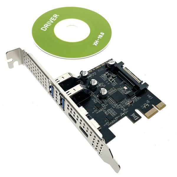 Контроллер PCI-E, USB3.0 2xtype-A+2xtype-C, chip D720201, модель EU30A2С2, Espada
